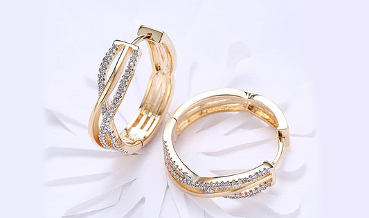 Goldtone Tone  White Luxe Elements Twisted Abstract Clip On Earrings ITALY Design