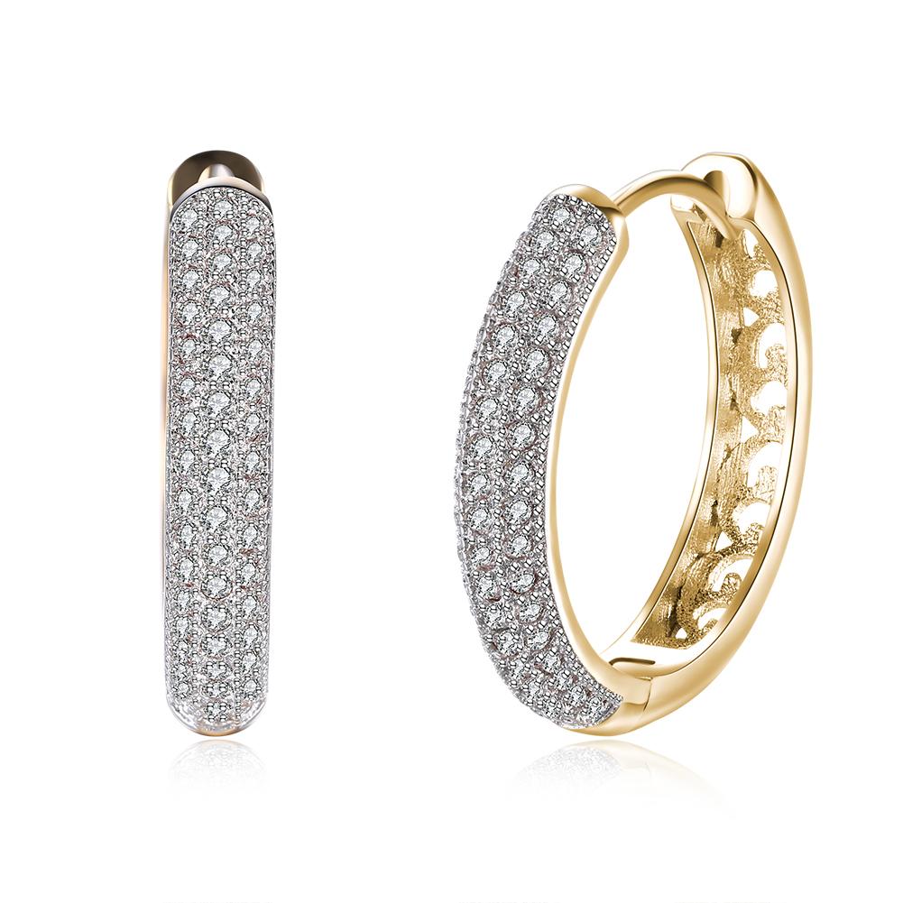 Elements Thick-Cut Pav'e Earrings in Goldtone