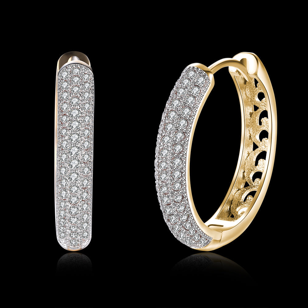 Classic Triple Row Huggie Earring in Goldtone