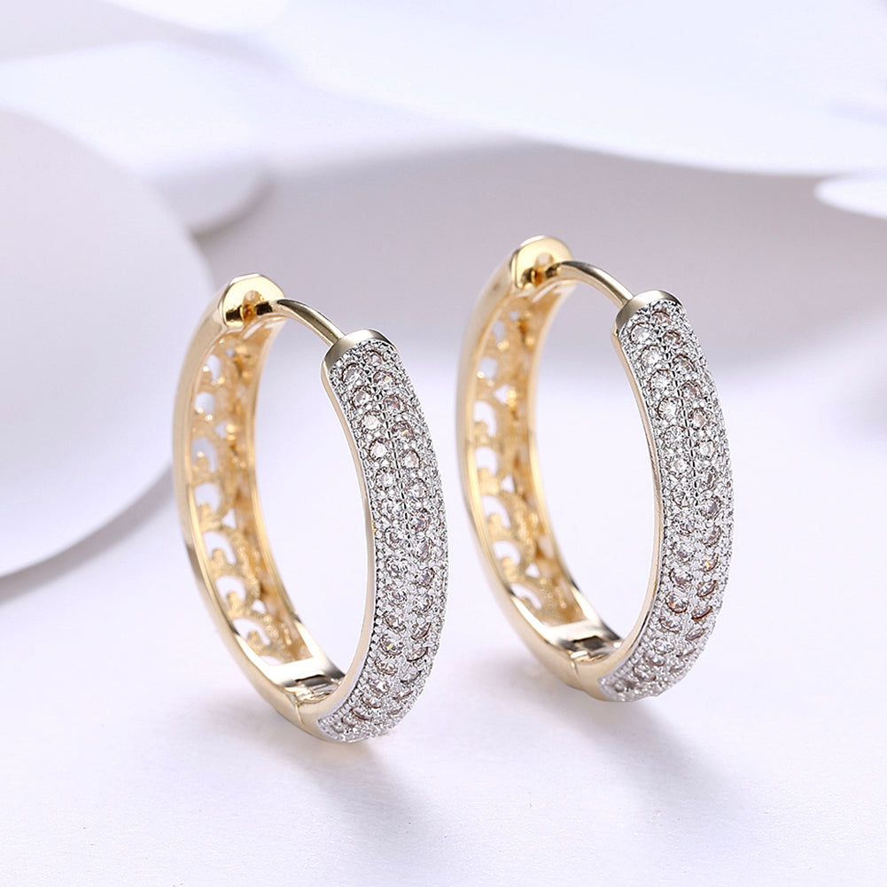Classic Triple Row Huggie Earring in Goldtone