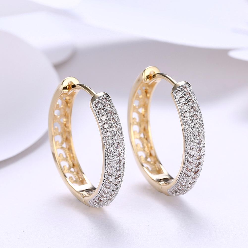 Elements Thick-Cut Pav'e Earrings in Goldtone