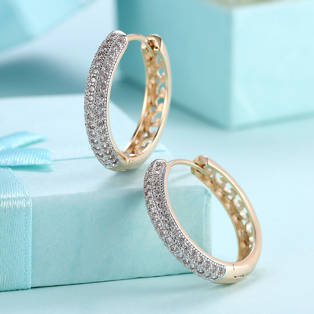 Classic Triple Row Huggie Earring in Goldtone
