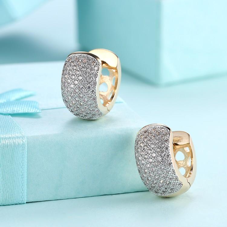 Swarovski Crystal Micro Pav'e Thick Cut Round Huggies Set in Goldtone - Riakoob Jewelry www.goldennycjewelry.com fashion jewelry for women