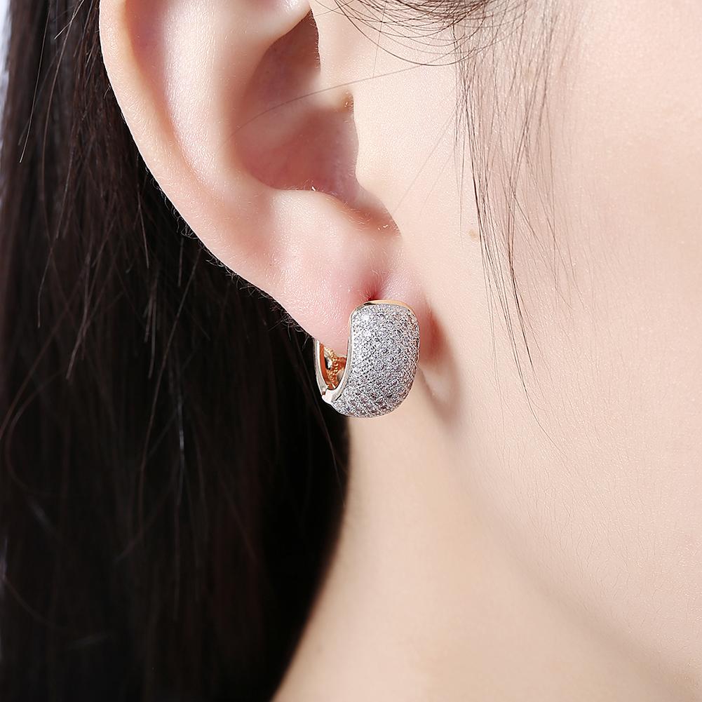 Crystals 16mm Pave Heart Filigree Huggie  Earring