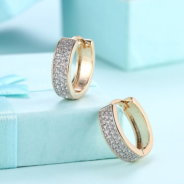 Swarovski Crystal Micro Pav'e Classic Huggies Set in Goldtone - Riakoob Jewelry www.goldennycjewelry.com fashion jewelry for women