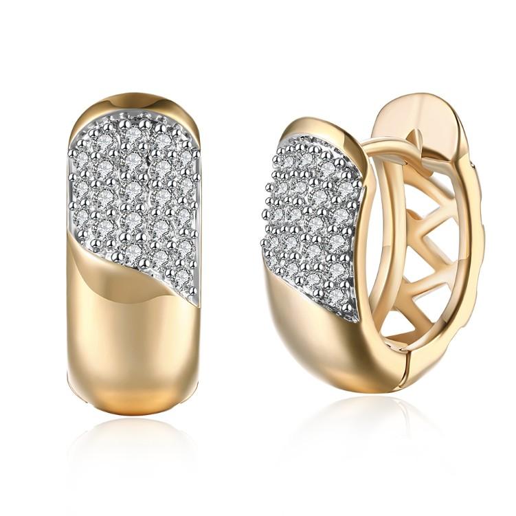 Swarovski Crystal Curved Layering Huggies Set in Goldtone - Riakoob Jewelry www.goldennycjewelry.com fashion jewelry for women