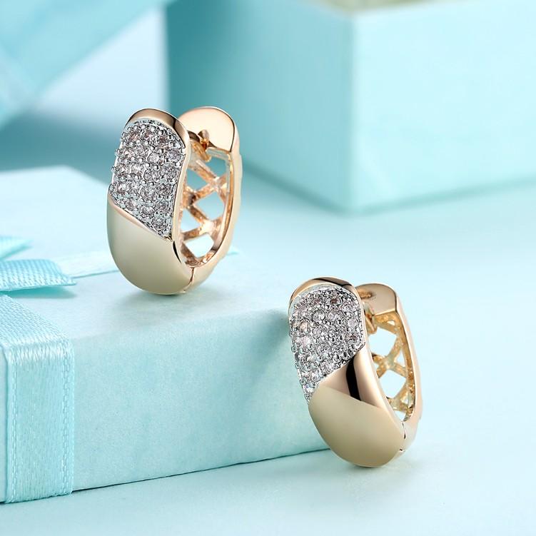 Swarovski Crystal Curved Layering Huggies Set in Goldtone - Riakoob Jewelry www.goldennycjewelry.com fashion jewelry for women