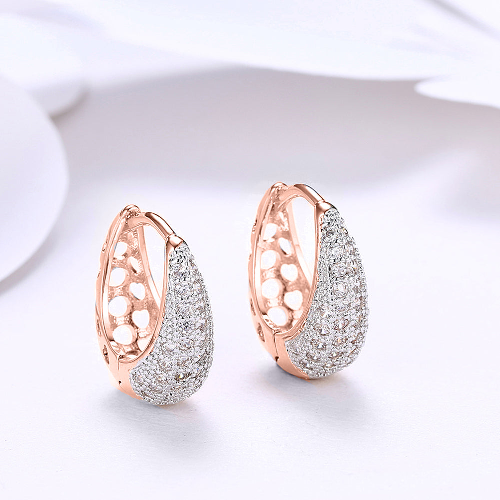Valentines Crystal Pav'e Earrings Set in RoseGoldtone Gold