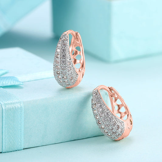 Valentines Crystal Pav'e Earrings Set in RoseGoldtone Gold Tone