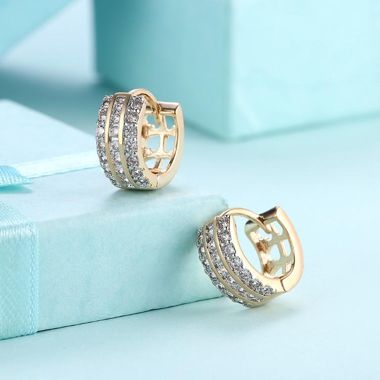 Swarovski Crystal Three Dangling Lined Huggies Set in Goldtone - Riakoob Jewelry www.goldennycjewelry.com fashion jewelry for women