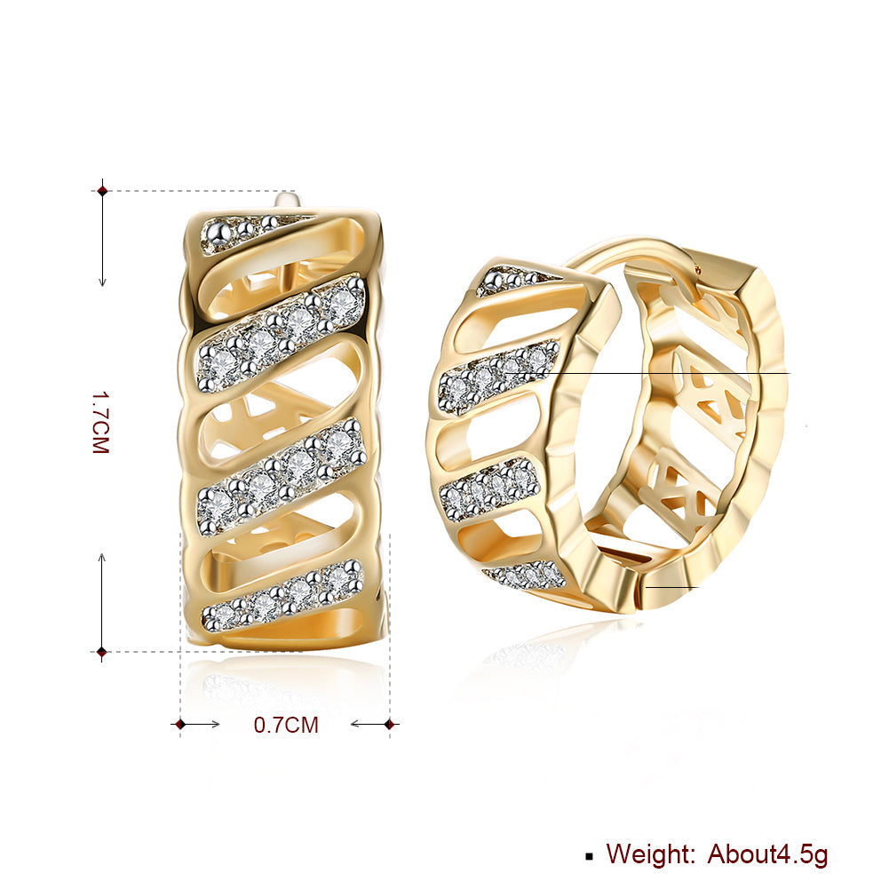 Diamond Cut Opening Huggie Earring in Goldtone