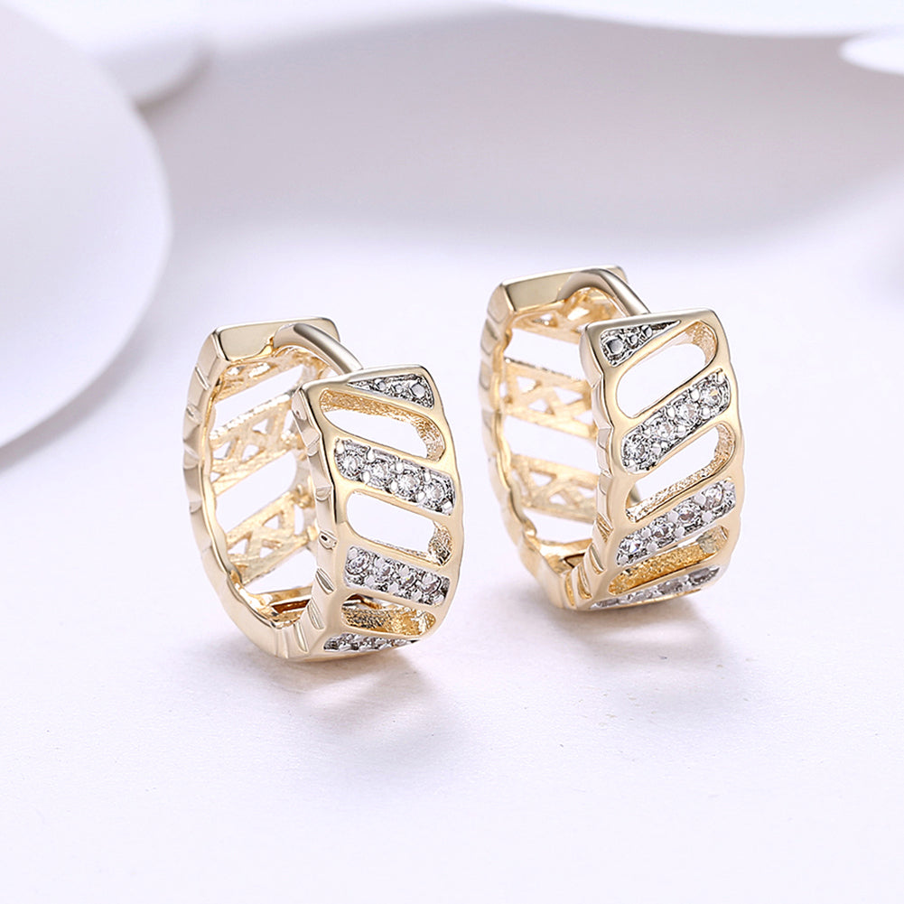 Diamond Cut Opening Huggie Earring in Goldtone