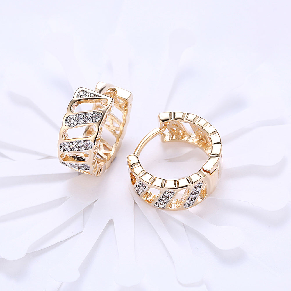 Diamond Cut Opening Huggie Earring in Goldtone