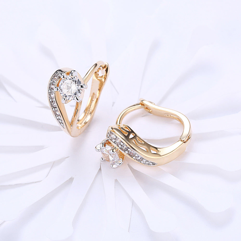 Italian Cut Baby Huggie Earring in Goldtone