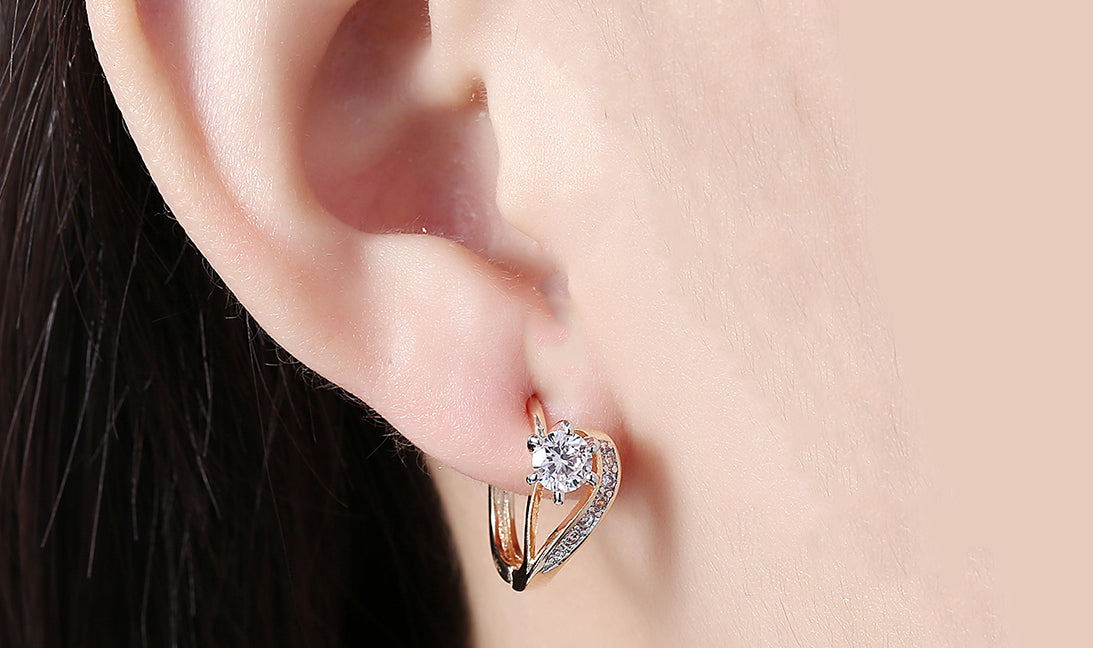 Goldtone Tone  White  Curved Harp Clip On Earrings