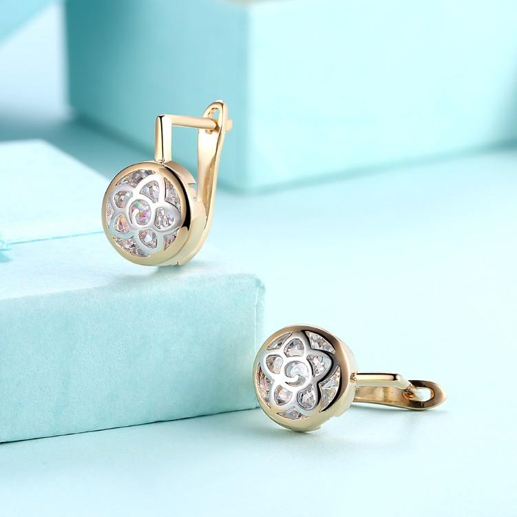 Floral Inprint Circular Leverback Earrings Set in Goldtone, Earring, Riakoob Jewelry, Riakoob Jewelry  jewelryjewelry deals, swarovski crystal jewelry, groupon jewelry,, jewelry for mom, 