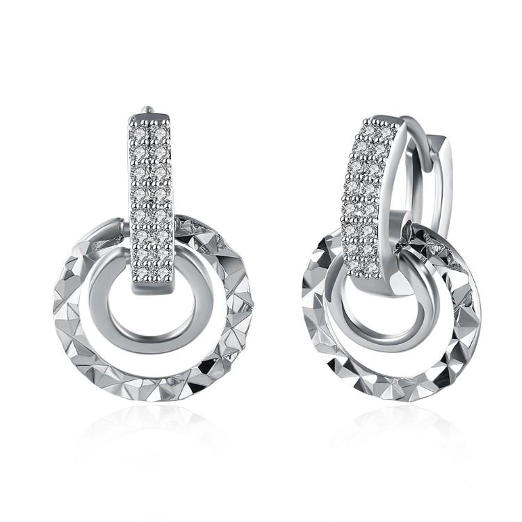 Swarovski Crystal Hammered Design Circular Earrings Set in Silvertone - Riakoob Jewelry www.goldennycjewelry.com fashion jewelry for women