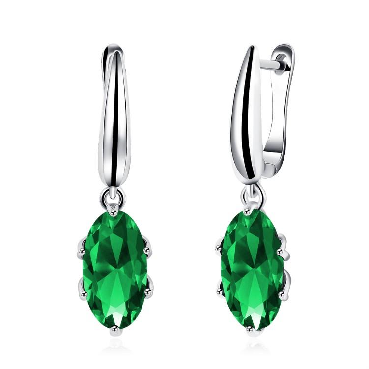 Emerald Oval Cut Earrings Set in Silvertone, Earring, Riakoob Jewelry, Riakoob Jewelry  jewelryjewelry deals, swarovski crystal jewelry, groupon jewelry,, jewelry for mom, 