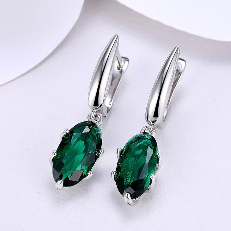 Emerald Oval Cut Earrings Set in Silvertone, Earring, Riakoob Jewelry, Riakoob Jewelry  jewelryjewelry deals, swarovski crystal jewelry, groupon jewelry,, jewelry for mom, 