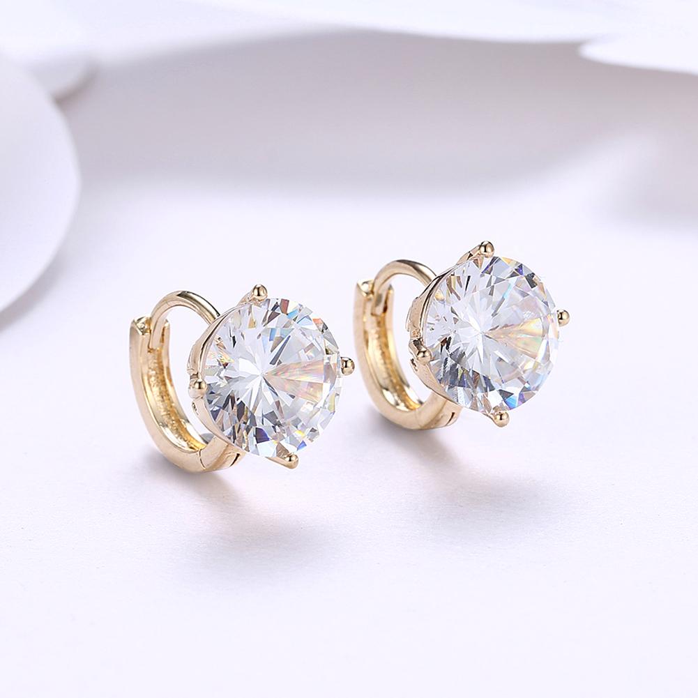 Crystals 10mm Diamond Created Huggie  Earring