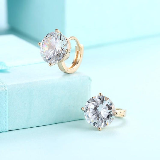 Luxe Crystal Huggies Set in Silvertone - Riakoob Jewelry