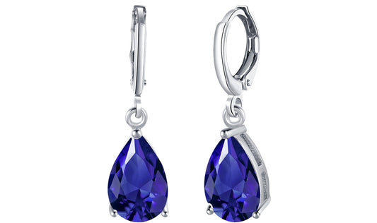 Goldtone Tone  Sleek Gemstone Pear Cut Drop Earrings - 3 Options Available