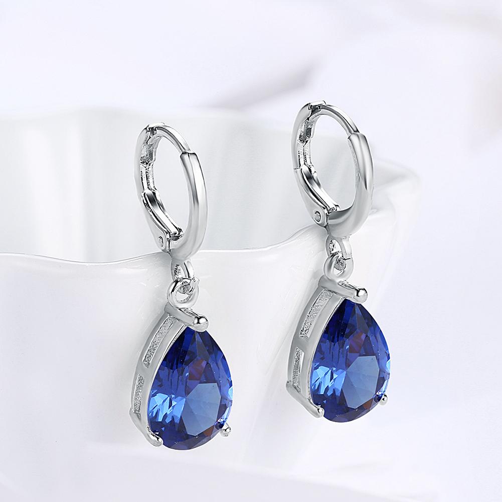 5.55 CTTW Sapphire Pear Shaped Drop Earrings Set in Silvertone, Earring, Riakoob Jewelry, Riakoob Jewelry  jewelryjewelry deals, swarovski crystal jewelry, groupon jewelry,, jewelry for mom, 