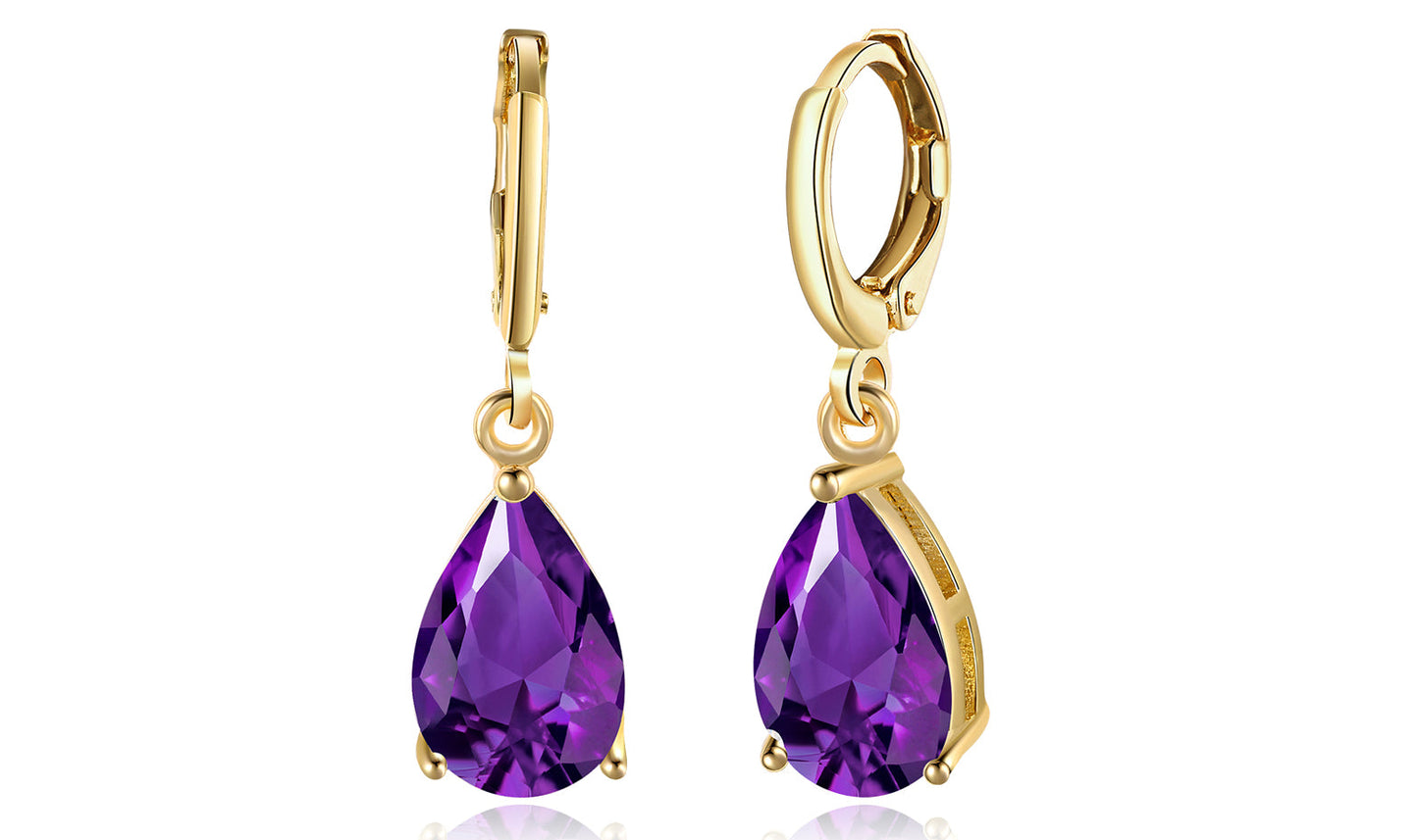 Goldtone Tone  Sleek  Elements Pear Cut Drop Earrings - 3 Options Available
