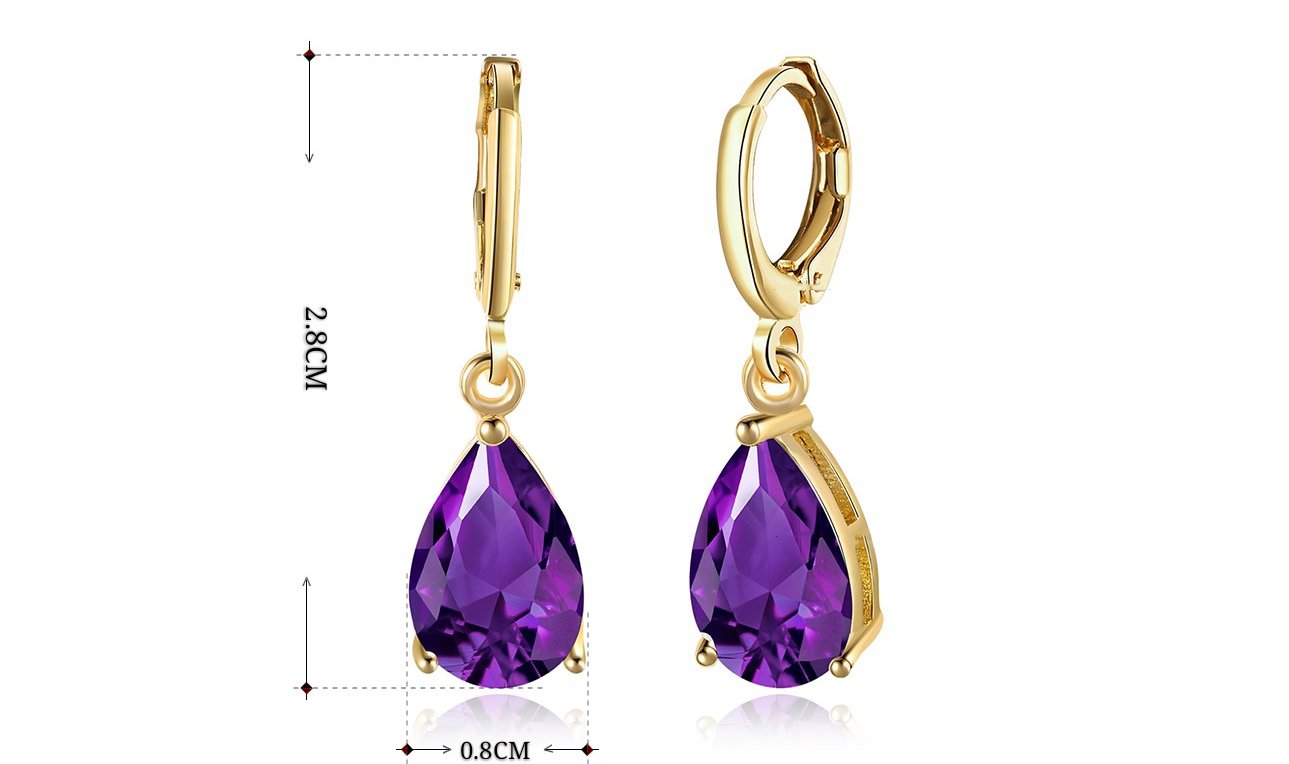 Goldtone Tone  Sleek Elements Pear Cut Drop Earrings - 3 Options Available ITALY Design