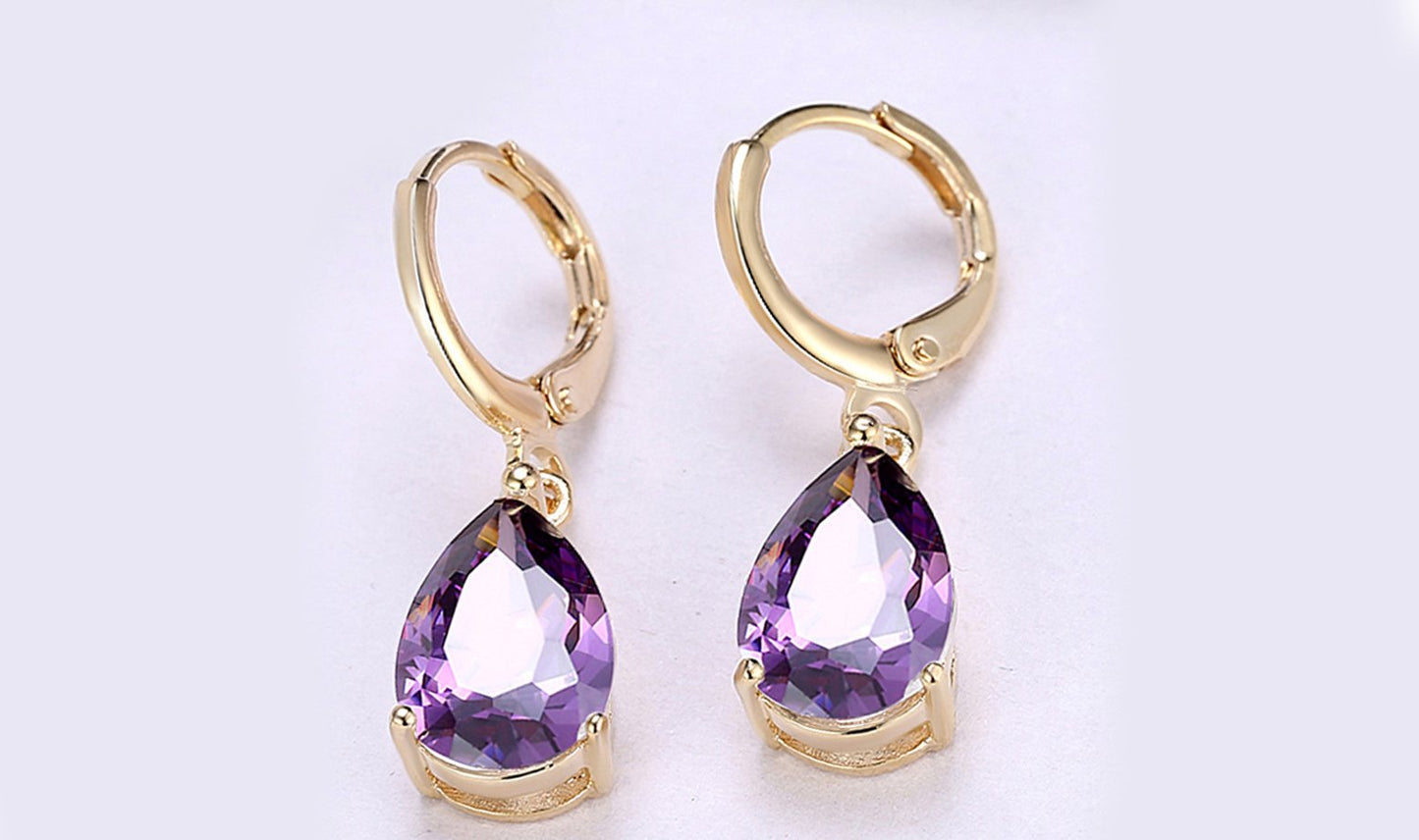 Goldtone Tone  Sleek Elements Pear Cut Drop Earrings - 3 Options Available ITALY Design