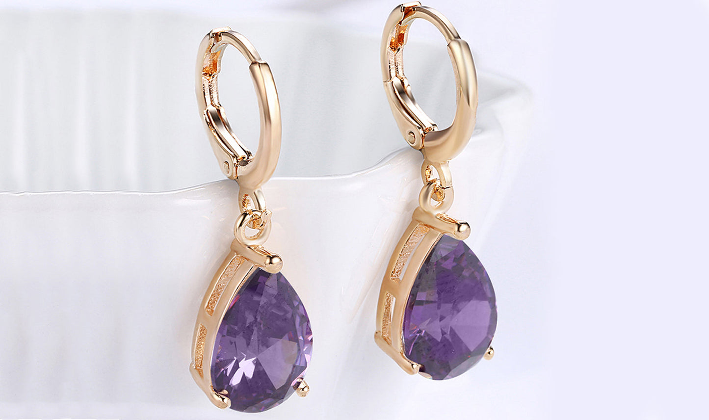 Goldtone Tone  Sleek  Elements Pear Cut Drop Earrings - 3 Options Available