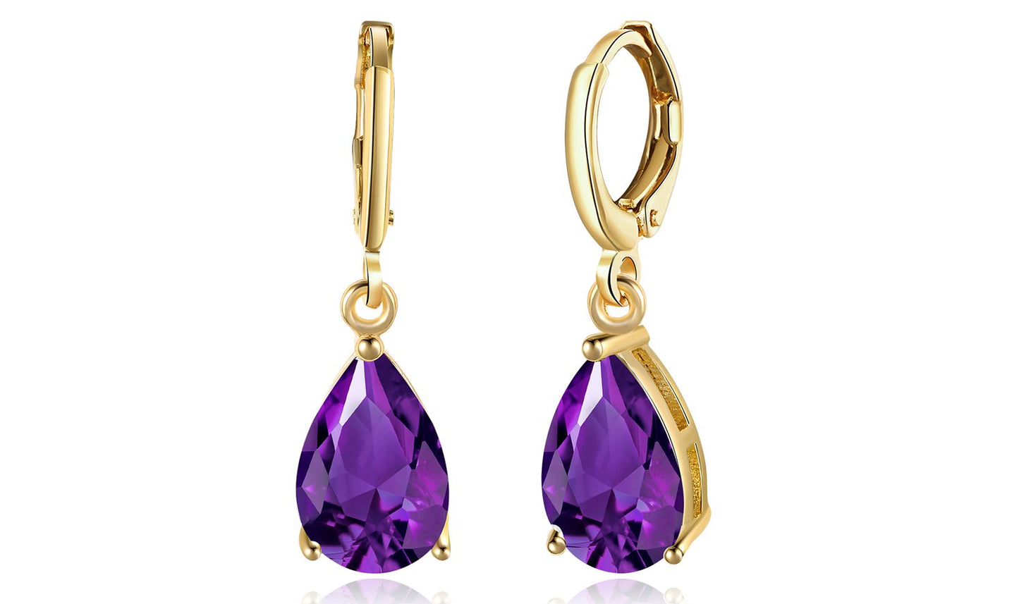 Goldtone Tone  Sleek Elements Pear Cut Drop Earrings - 3 Options Available ITALY Design