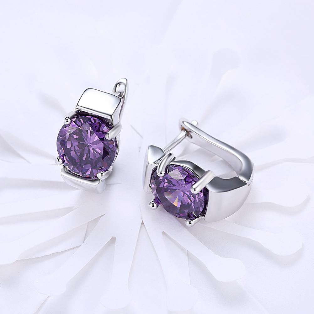 Purple Princess Cut  Elements in Silvertone