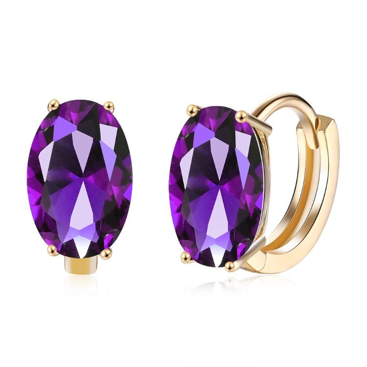 Created Sapphire Huggie Earrings Set in Goldtone - Riakoob Jewelry www.goldennycjewelry.com fashion jewelry for women