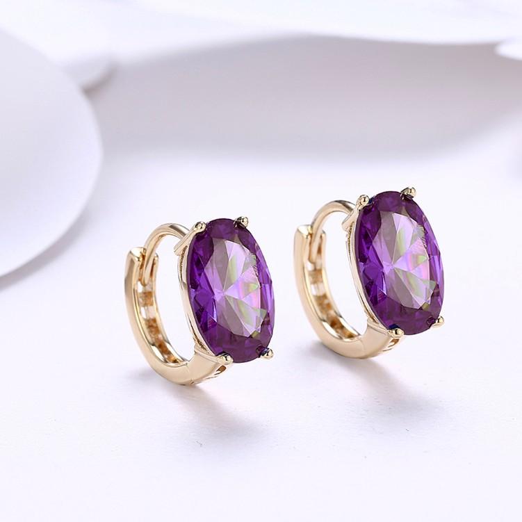 Created Sapphire Huggie Earrings Set in Goldtone - Riakoob Jewelry www.goldennycjewelry.com fashion jewelry for women