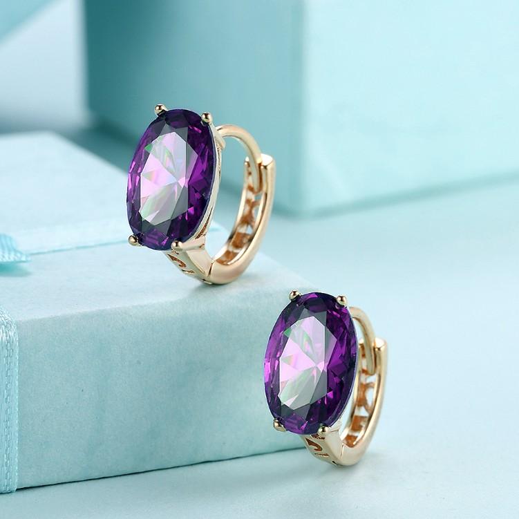 Created Sapphire Huggie Earrings Set in Goldtone - Riakoob Jewelry www.goldennycjewelry.com fashion jewelry for women