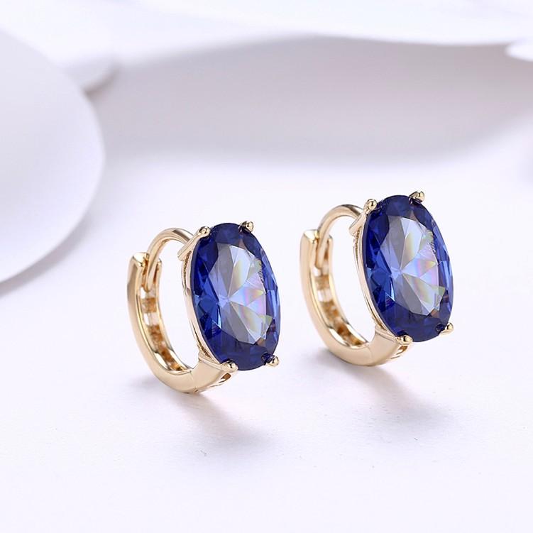 Created Sapphire Sleek Huggie Earrings Set in Goldtone - Riakoob Jewelry Pandora Jewelry goldennycjewelry.com wholesale jewelry 