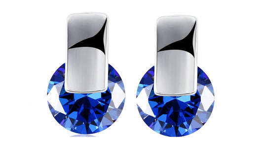 14K White Gold Tone  Sleek Blue  Elements Earrings