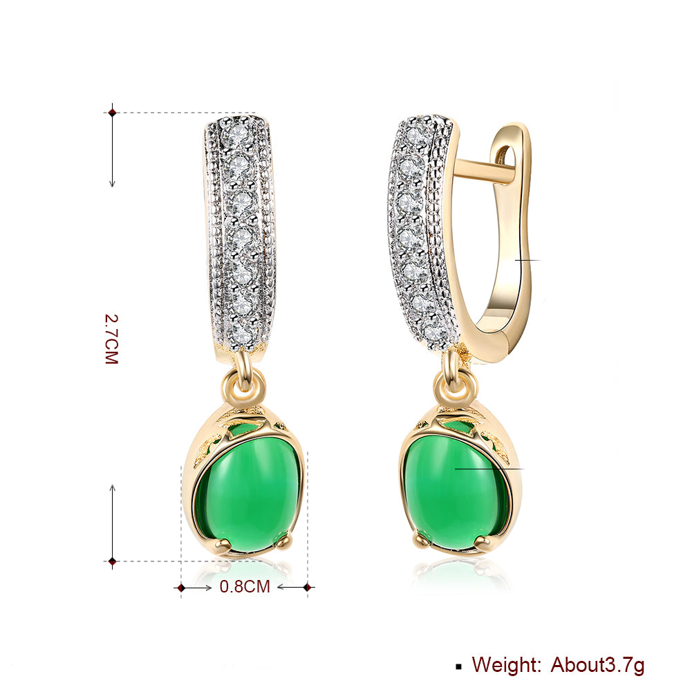 GreenStone Classic Resin Drop Earring in Goldtone