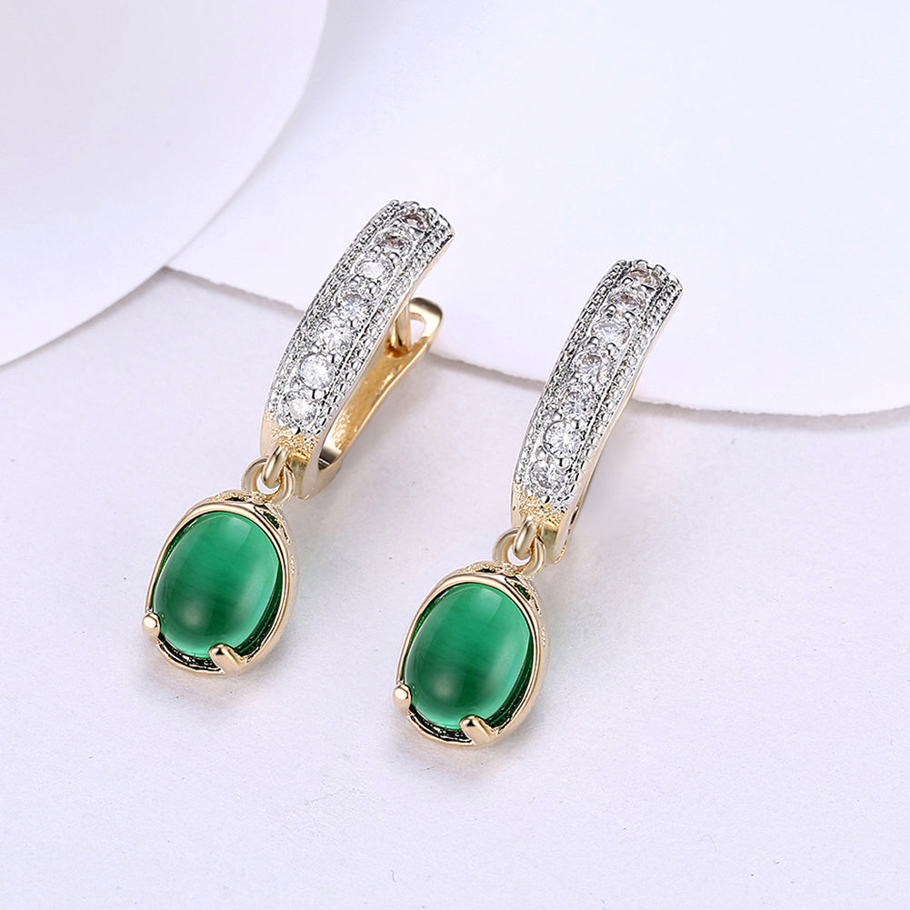 GreenStone Classic Resin Drop Earring in Goldtone