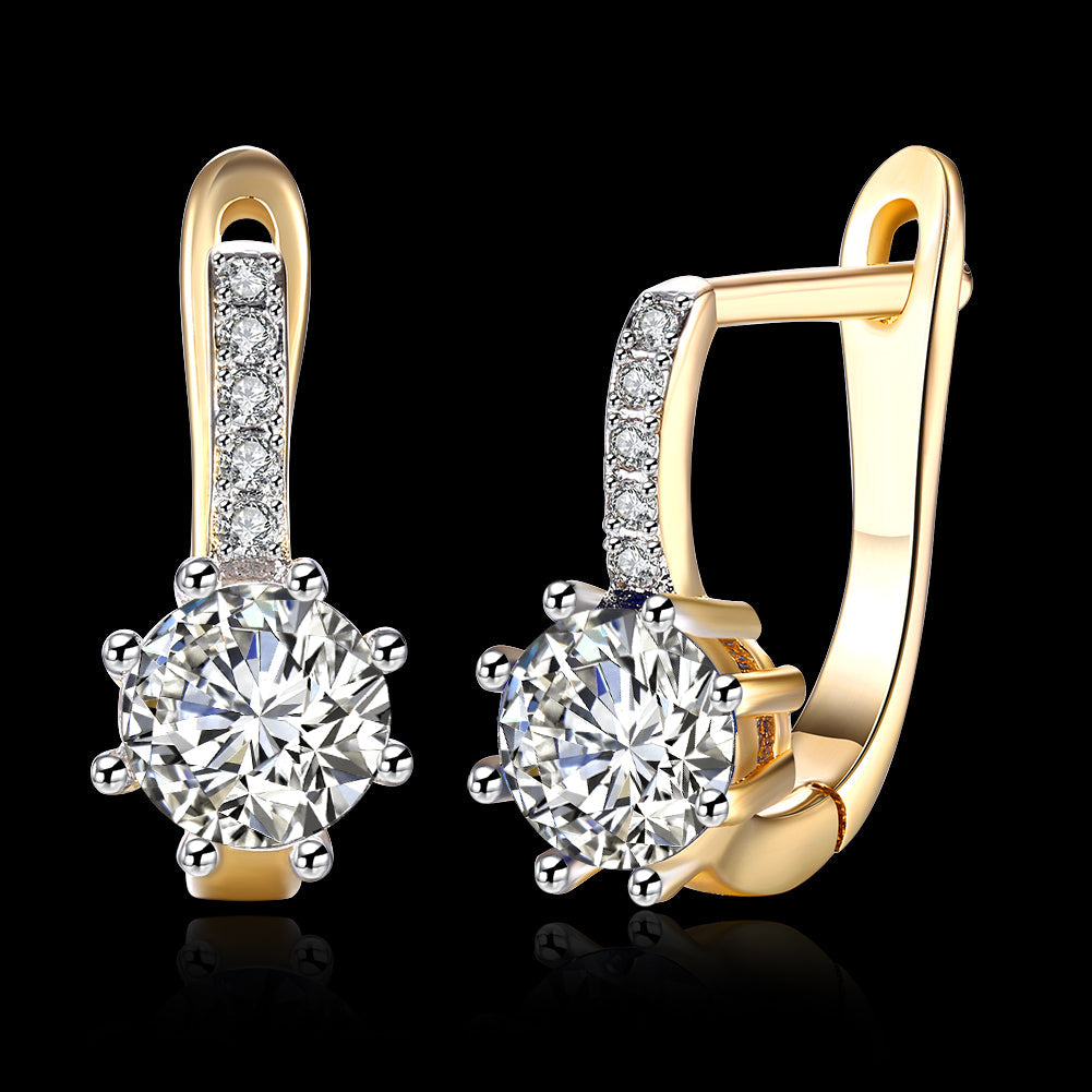 White Topaz 0.70 CT Round Huggie Earring in  Silvertone