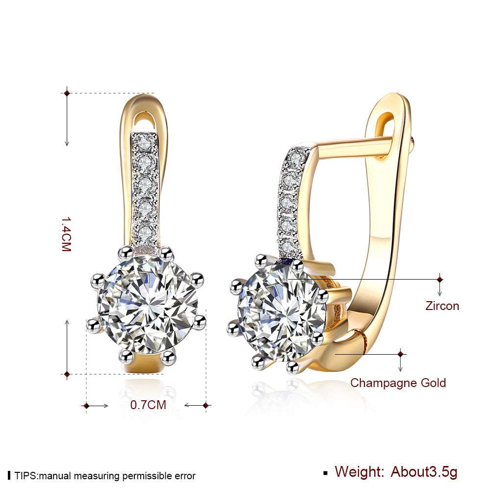 White Topaz 0.70 CT Round Huggie Earring in  Silvertone