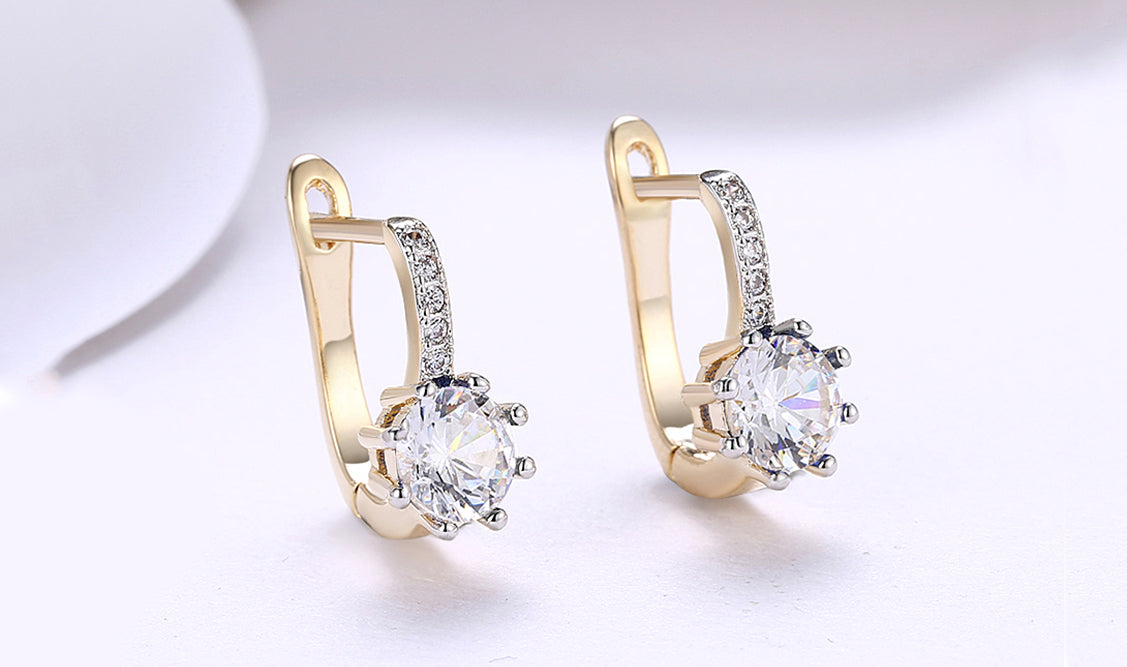Goldtone Tone   Elements Starburst Leverback Pav'e Clip On Earrings