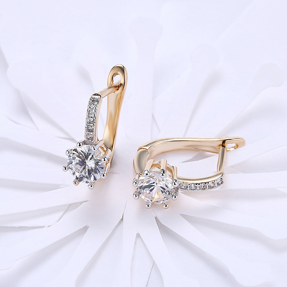 White Topaz 0.70 CT Round Huggie Earring in  Silvertone