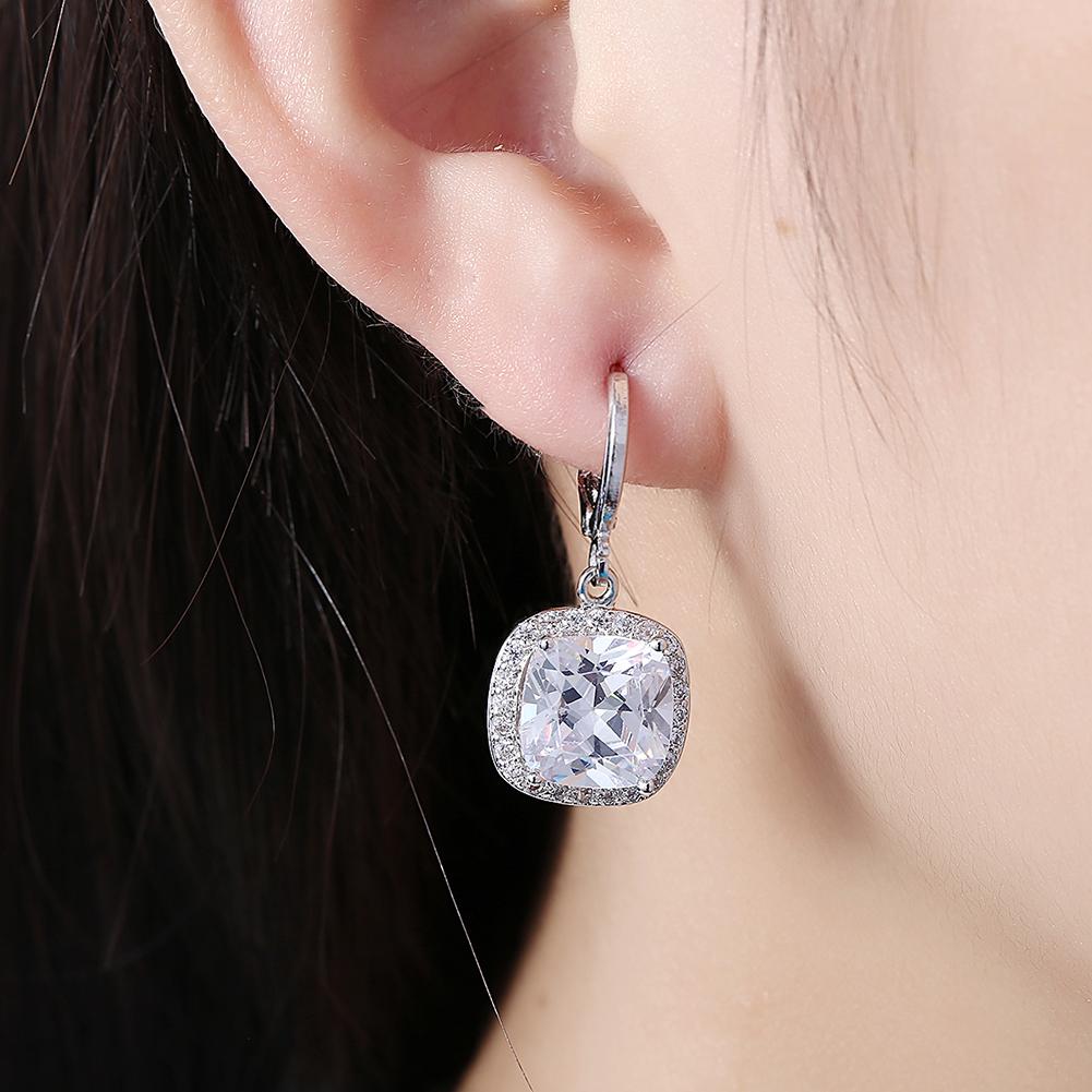 Halo Cut Pav'e Created Diamond Lever back Earrings Set in Silvertone, , Riakoob Jewelry, Riakoob Jewelry  jewelryjewelry deals, swarovski crystal jewelry, groupon jewelry,, jewelry for mom, 