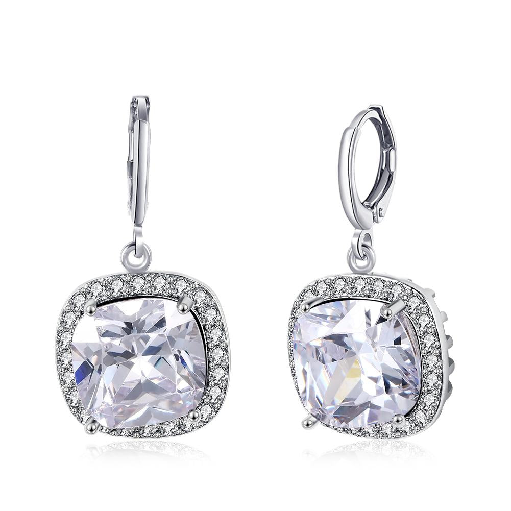 Halo Cut Pav'e Created Diamond Lever back Earrings Set in Silvertone, , Riakoob Jewelry, Riakoob Jewelry  jewelryjewelry deals, swarovski crystal jewelry, groupon jewelry,, jewelry for mom, 