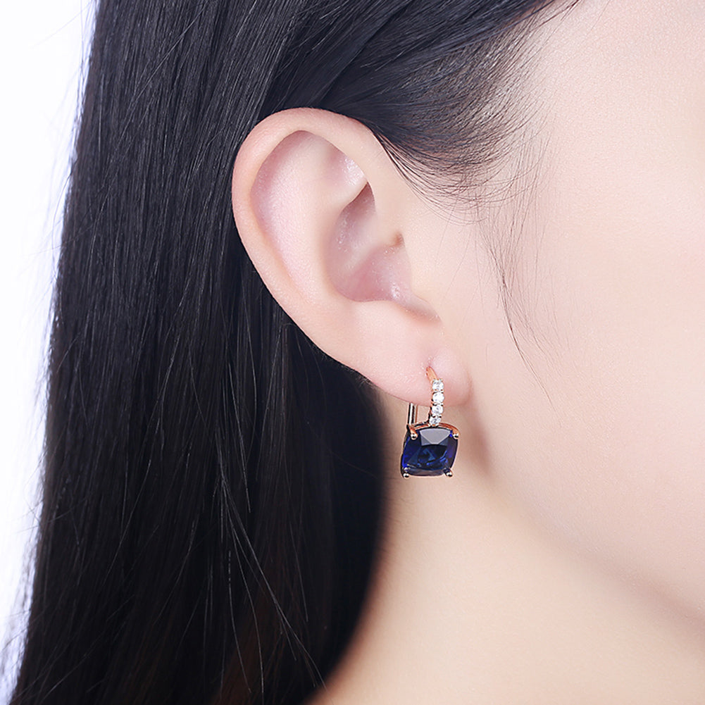Iridescent Amethyst Ascher Cut Pave Leverback in Goldtone