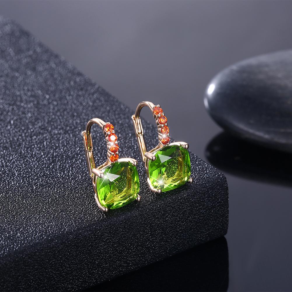 Green Asscher Cut Swarovski Pav'e Leverback in Goldtone, Earring, Riakoob Jewelry, Riakoob Jewelry  jewelryjewelry deals, swarovski crystal jewelry, groupon jewelry,, jewelry for mom, 