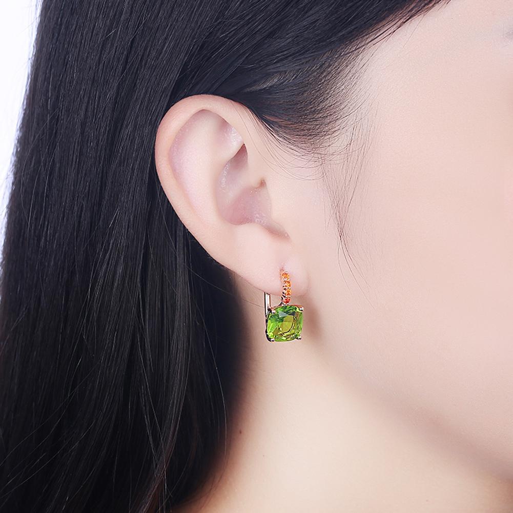Green Asscher Cut Swarovski Pav'e Leverback in Goldtone, Earring, Riakoob Jewelry, Riakoob Jewelry  jewelryjewelry deals, swarovski crystal jewelry, groupon jewelry,, jewelry for mom, 
