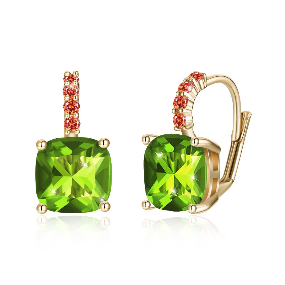 Green Asscher Cut Swarovski Pav'e Leverback in Goldtone, Earring, Riakoob Jewelry, Riakoob Jewelry  jewelryjewelry deals, swarovski crystal jewelry, groupon jewelry,, jewelry for mom, 